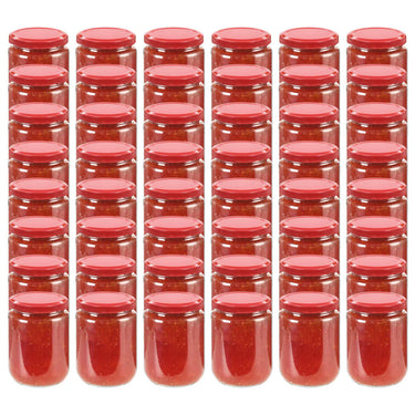 Vidaxl jampotten met rode deksels 48 st 230 ml glas