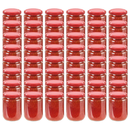 Vidaxl jampotten met rode deksels 48 st 230 ml glas