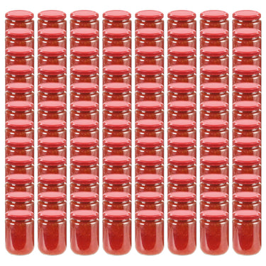 Vidaxl jampotten met rode deksels 96 st 230 ml glas