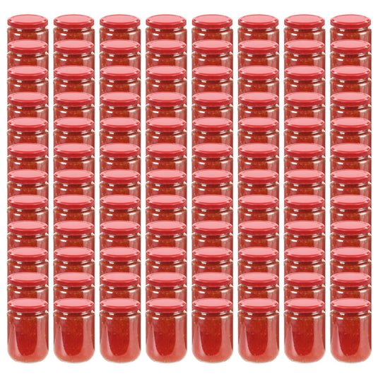 Vidaxl jampotten met rode deksels 96 st 230 ml glas