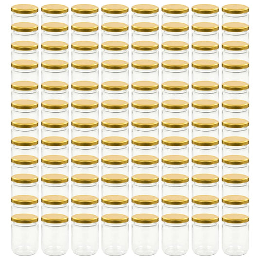VidaXL Jampotten met goudkleurige deksels 96 st 230 ml glas