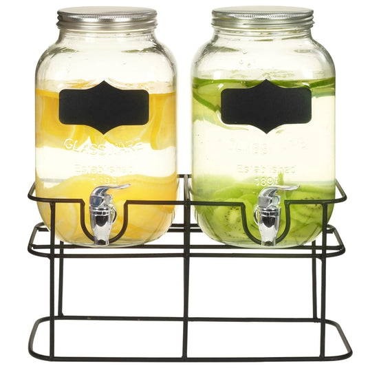 Vidaxl drankdispensers 2 st met standaard 2 x 4 l glas