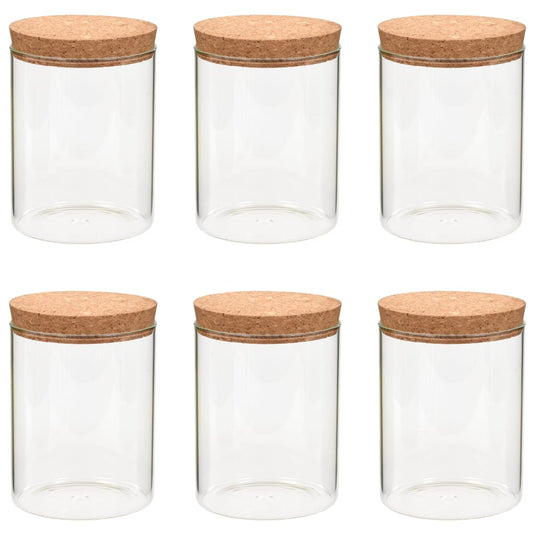 Vidaxl opbergpotten met kurken deksel 6 st 650 ml glas