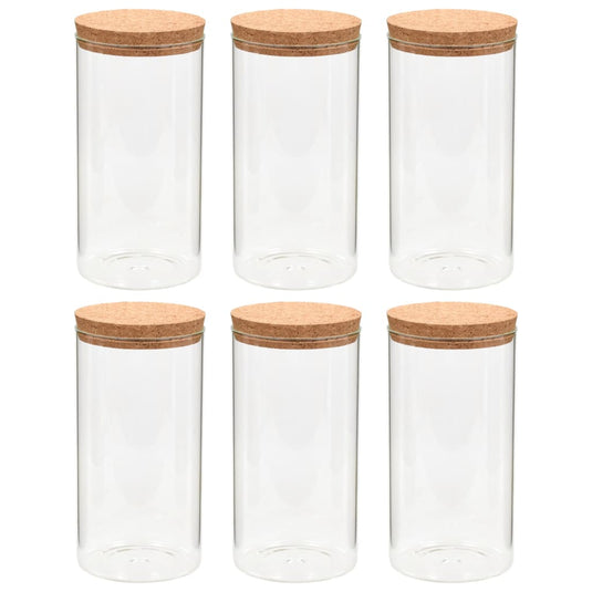 Vidaxl opbergpotten met kurken deksel 6 st 1100 ml glas