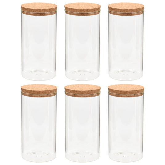 Vidaxl opbergpotten met kurken deksel 6 st 1400 ml glas