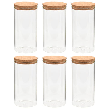 Vidaxl opbergpotten met kurken deksel 6 st 1400 ml glas