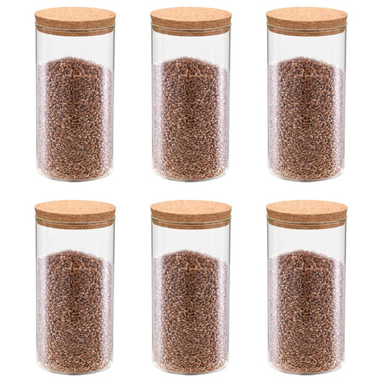 Vidaxl opbergpotten met kurken deksel 6 st 1400 ml glas