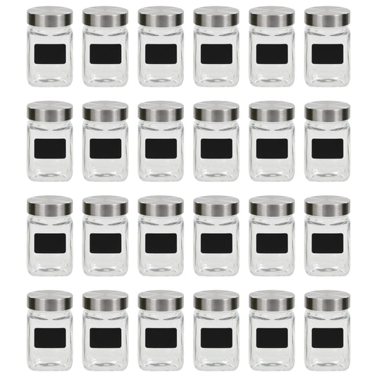 Vidaxl opbergpotten met stickers 24 st 300 ml