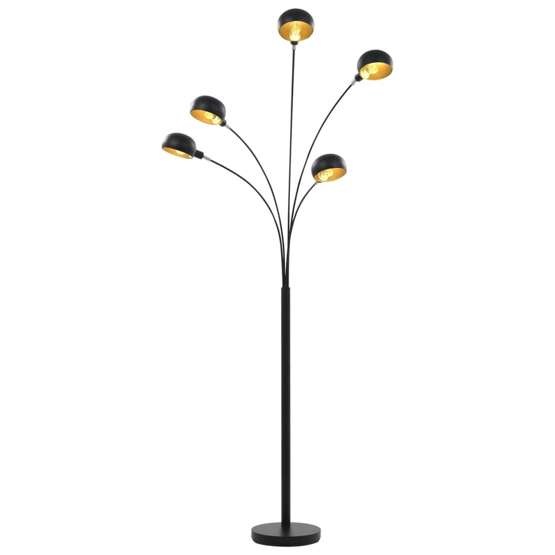 Load image into Gallery viewer, Vidaxl lamp staand 5xe14 200 cm zwart en goud
