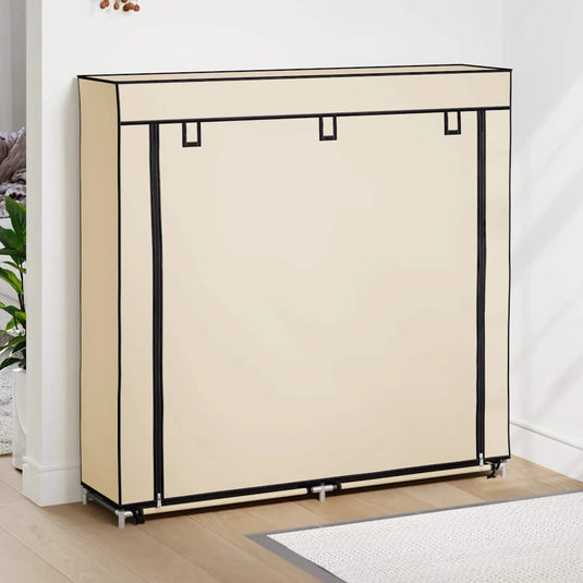 Vidaxl schoenenkast met hoes 115x28x110 cm stof crème