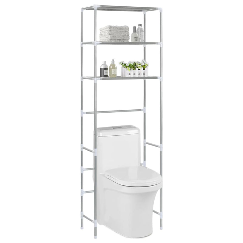 Load image into Gallery viewer, Vidaxl opbergrek voor boven toilet 3-laags 53x28x169 cm zilverkleurig
