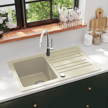 Vidaxl gootsteen enkele bak graniet beige