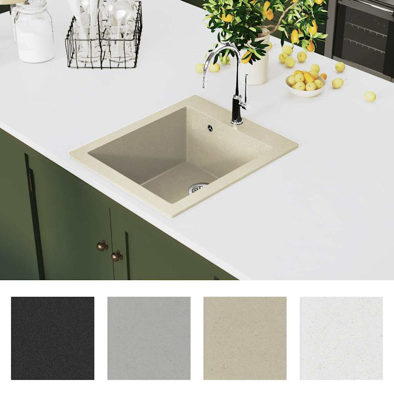 Load image into Gallery viewer, Vidaxl gootsteen enkele bak graniet beige
