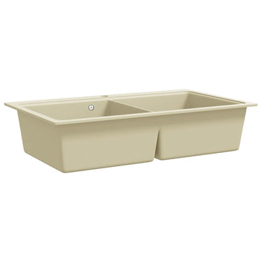 Vidaxl gootsteen dubbele bakken graniet beige
