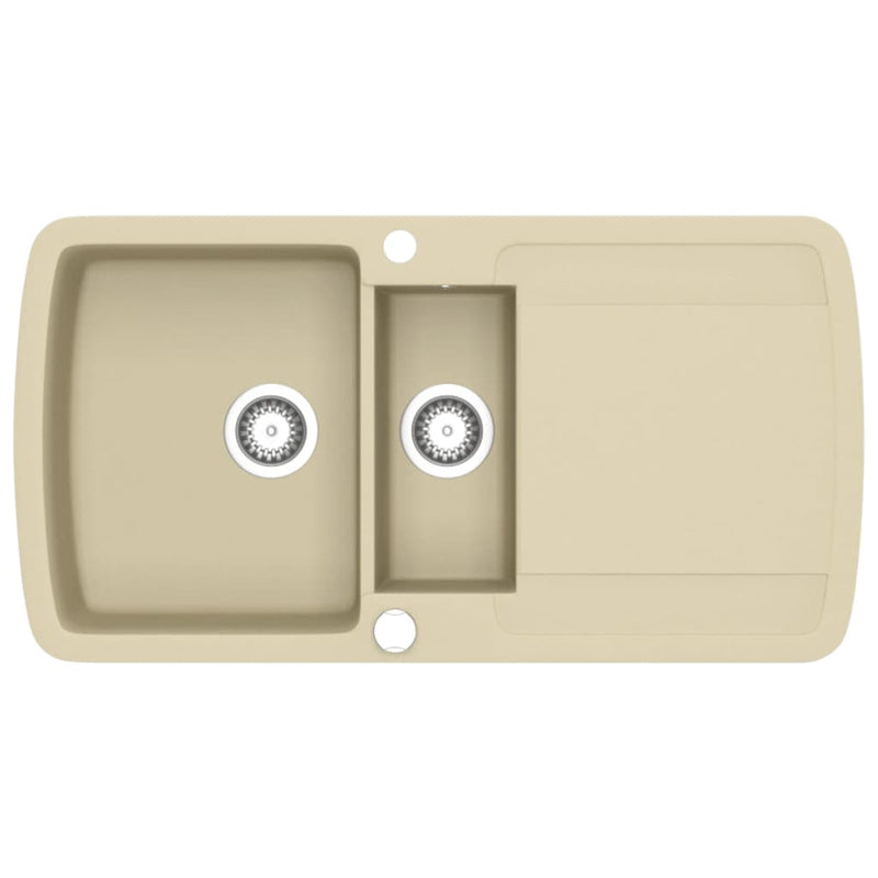 Load image into Gallery viewer, Vidaxl gootsteen dubbele bakken graniet beige
