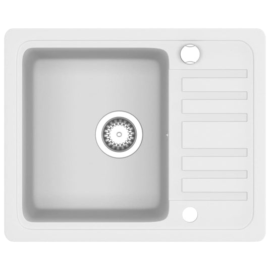 Vidaxl gootsteen enkele bak graniet wit