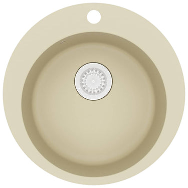 Vidaxl gootsteen enkele bak rond graniet beige