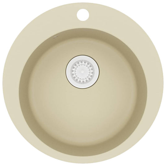 Vidaxl gootsteen enkele bak rond graniet beige