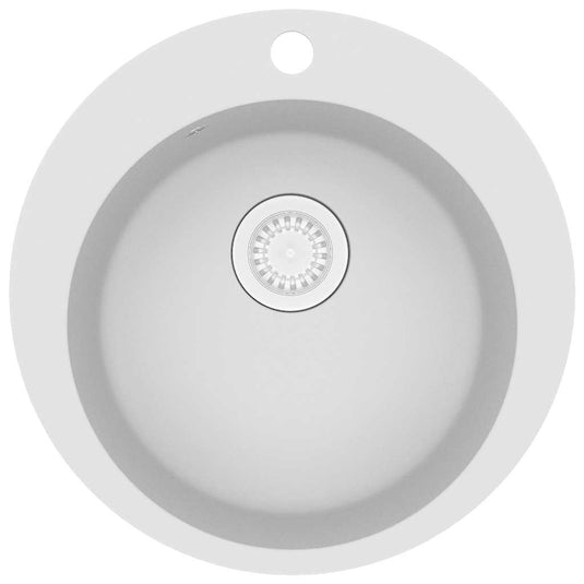 Vidaxl gootsteen enkele bak rond graniet wit