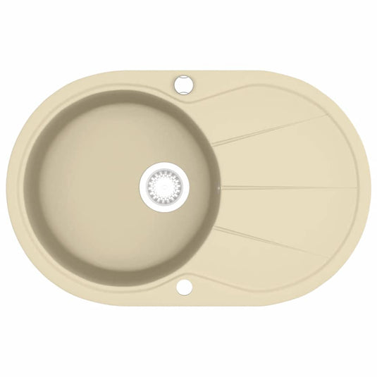 Vidaxl gootsteen enkele bak ovaal graniet beige