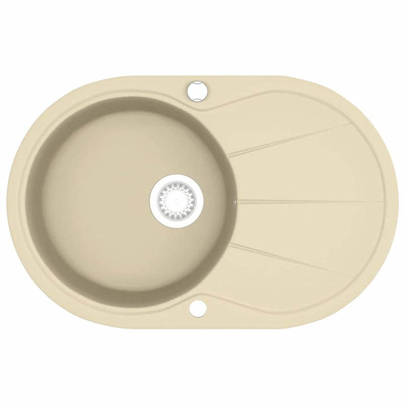 Load image into Gallery viewer, Vidaxl gootsteen enkele bak ovaal graniet beige
