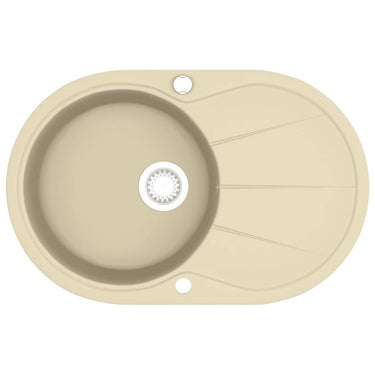 Vidaxl gootsteen enkele bak ovaal graniet beige