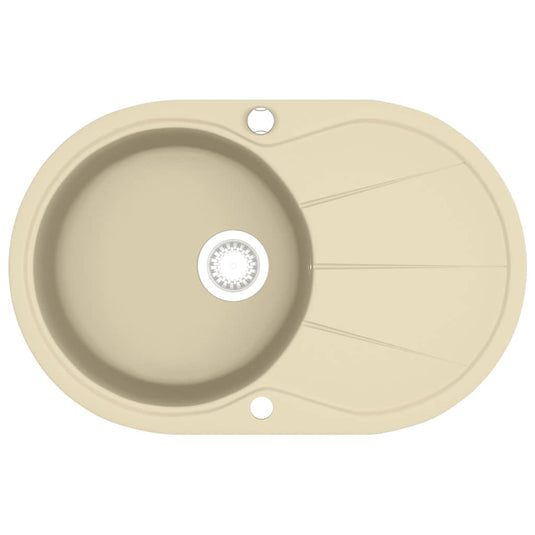 Vidaxl gootsteen enkele bak ovaal graniet beige