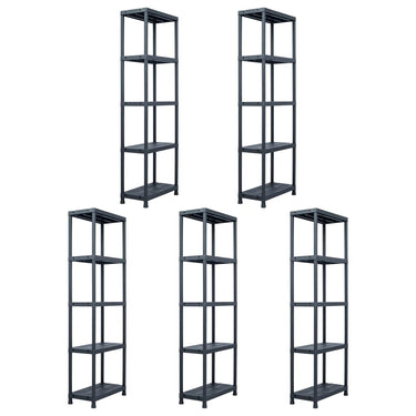 Vidaxl opbergrekken 5 st 125 kg 60x30x180 cm kunststof zwart