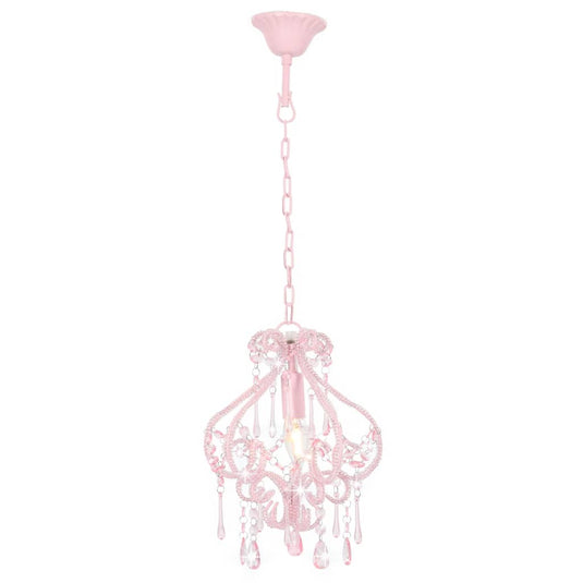 Vidaxl plafondlamp met kralen rond e14 roze