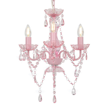 Vidaxl kroonluchter met kralen rond 3xe14 roze