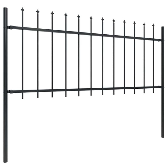 Vidaxl tuinhek met speerpunt staal 181x80 cm zwart