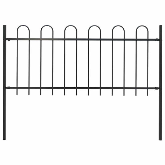 Vidaxl tuinhek met ringtop staal 181x80 cm zwart