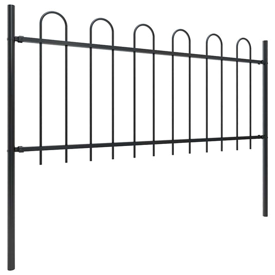 Vidaxl tuinhek met ringtop staal 181x80 cm zwart