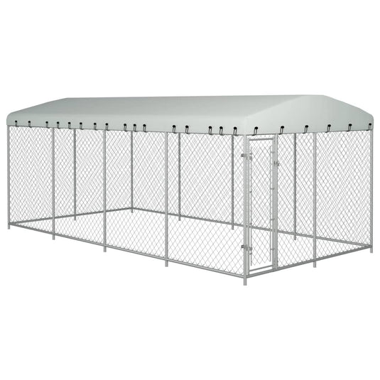 VidaXL Hondenkennel voor buiten met dak 7,6x3,8x2,3 m