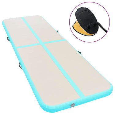 Vidaxl gymnastiekmat met pomp opblaasbaar 300x100x10 cm pvc groen