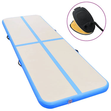 Vidaxl gymnastiekmat met pomp opblaasbaar 700x100x10 cm pvc blauw