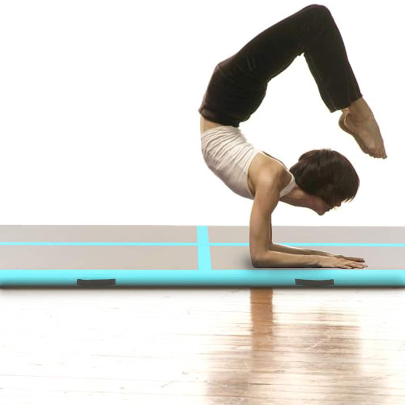 Load image into Gallery viewer, Vidaxl gymnastiekmat met pomp opblaasbaar 800x100x10 cm pvc groen
