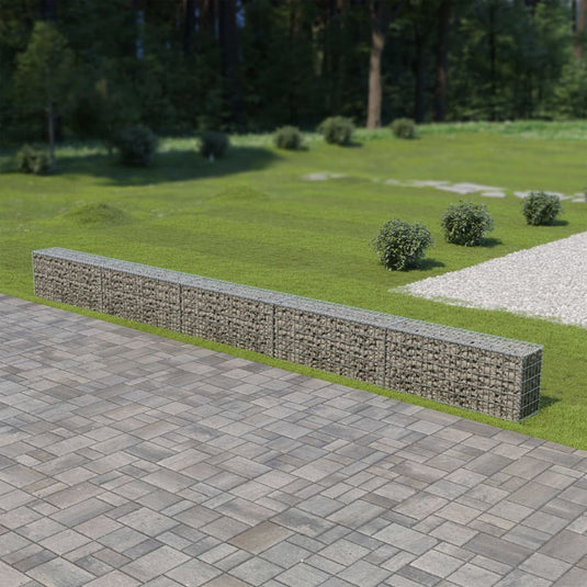 VidaXL Schanskorfmuur met deksels 600x30x50 cm gegalvaniseerd staal