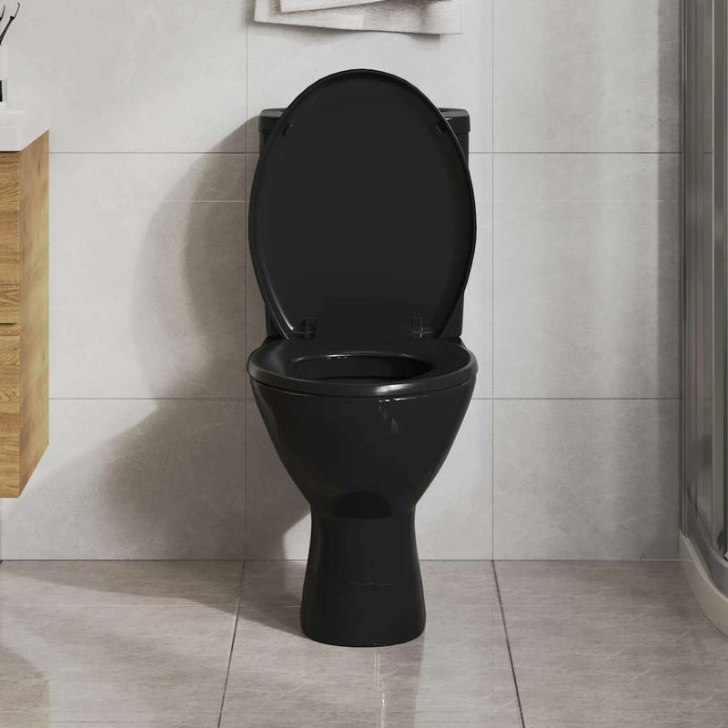 Load image into Gallery viewer, Vidaxl toiletbril soft-close met quick-release ontwerp zwart
