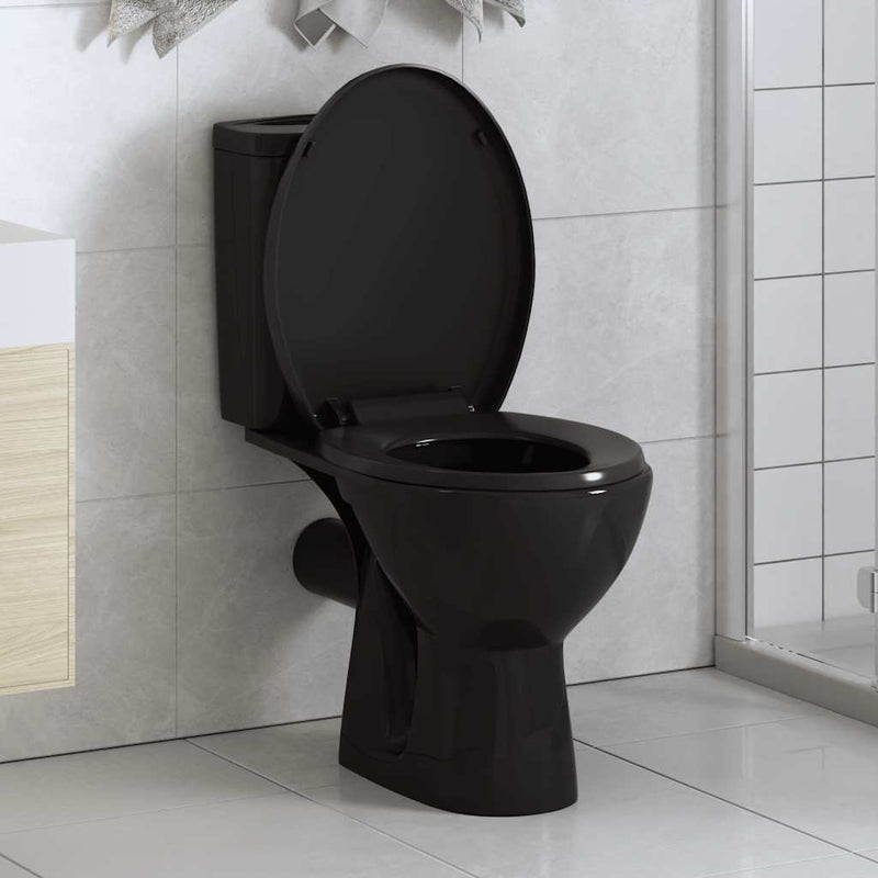 Load image into Gallery viewer, Vidaxl toiletbril soft-close met quick-release ontwerp zwart
