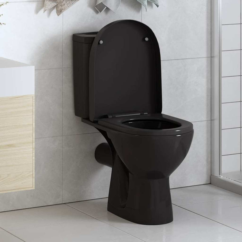 Load image into Gallery viewer, Vidaxl toiletbril soft-close met quick-release ontwerp zwart
