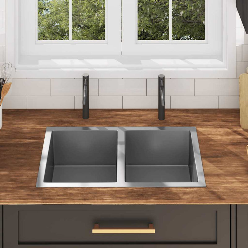 Load image into Gallery viewer, Vidaxl gootsteen handgemaakt roestvrij staal
