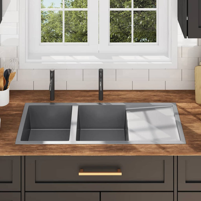 Load image into Gallery viewer, Vidaxl gootsteen handgemaakt roestvrij staal
