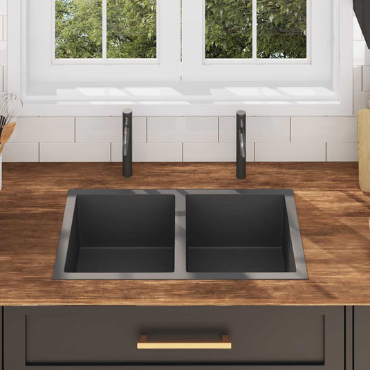 Vidaxl gootsteen handgemaakt roestvrij staal zwart