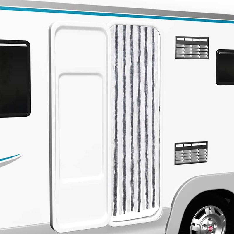 Load image into Gallery viewer, Vidaxl vliegengordijn 56x185 cm chenille grijs en wit
