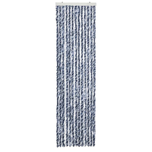 Vidaxl vliegengordijn 56x185 cm chenille blauw, wit en zilver