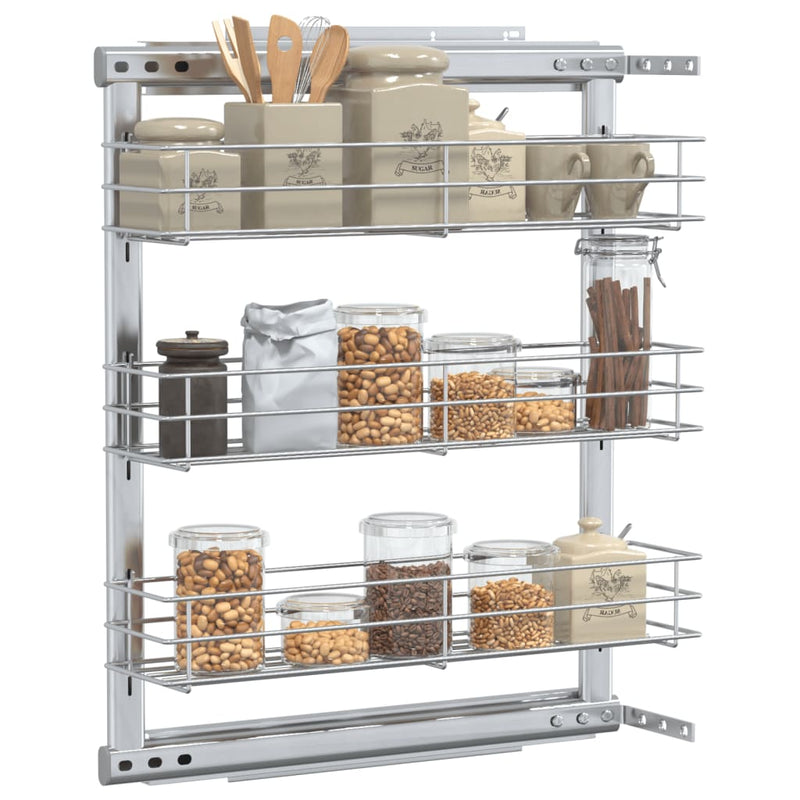 Load image into Gallery viewer, Vidaxl draadmand uittrekbaar 3-laags 47x15,5x55,5 cm zilverkleurig
