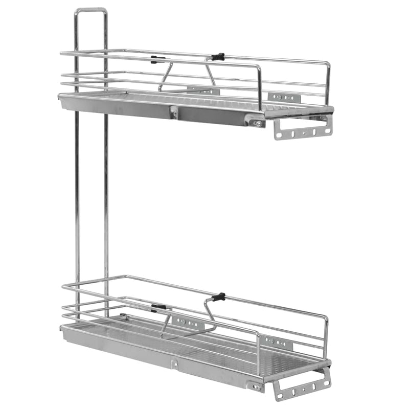 Afbeelding laden in galerijviewer, Vidaxl draadmand keuken uittrekbaar 2-laags 47x15x54,5cm zilverkleurig
