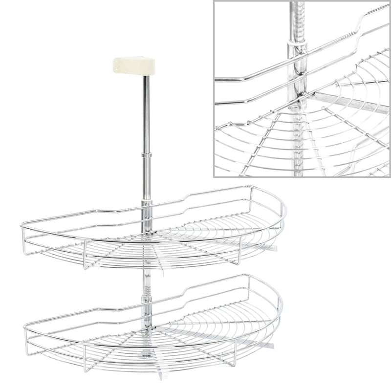 Load image into Gallery viewer, Vidaxl draadmand keuken 2-laags 180 graden 75x38x80 cm zilverkleurig
