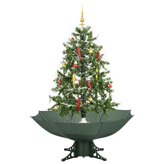 VidaXL Kerstboom sneeuwend met paraplubasis 140 cm groen